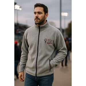 Olympics 2008 Beijing Team USA Full Zip Up Fleece Jacket Mens XL Made in USA